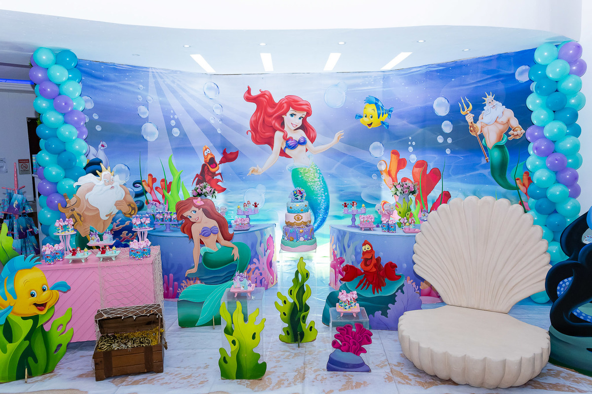Decoração Festa da pequena Ariel na Estação Faz de Conta Taquara