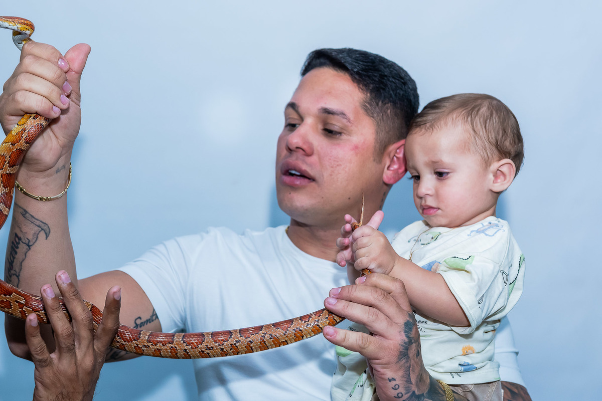 O mento de coragem: Gabriel interagindo com a o animais vivos 1