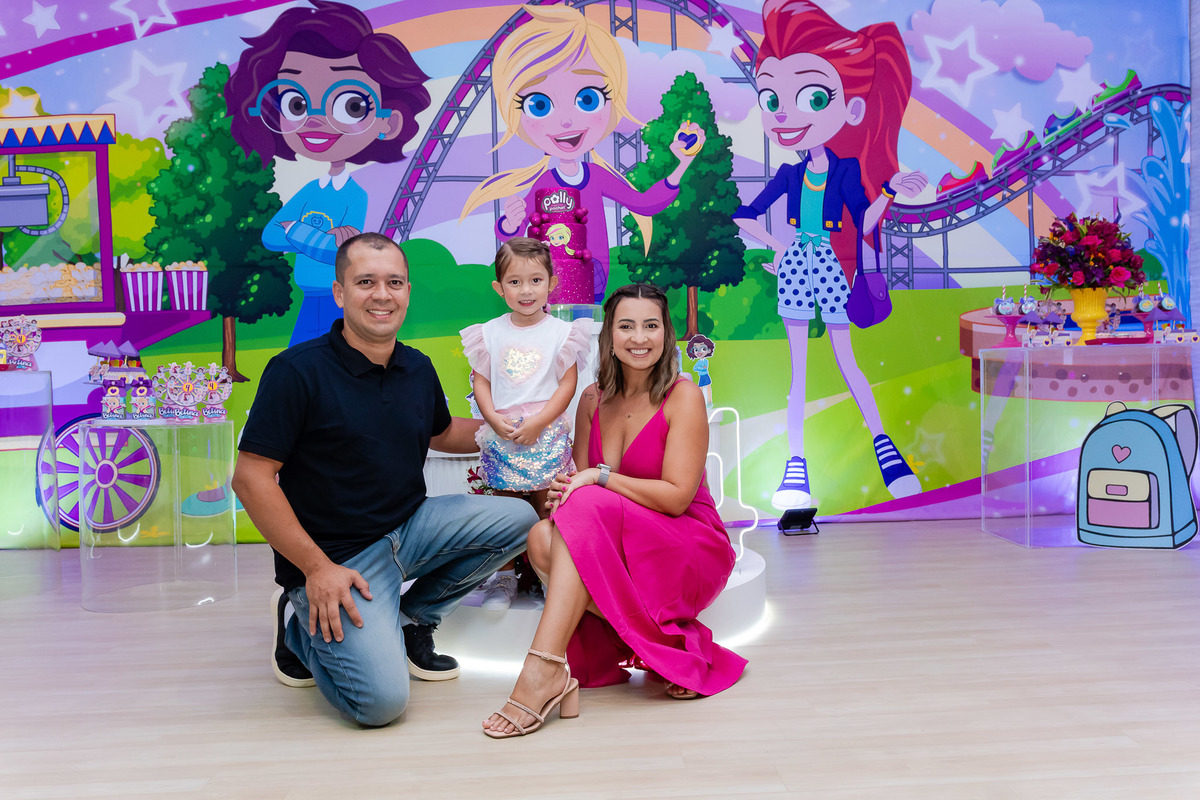 Registro em família: Andreza, Guilherme e Betina em momento de alegria no aniversário