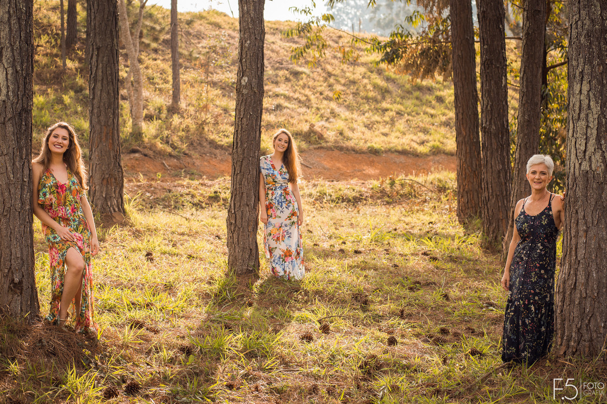 Filhas, árvores, parque, fotografia de família