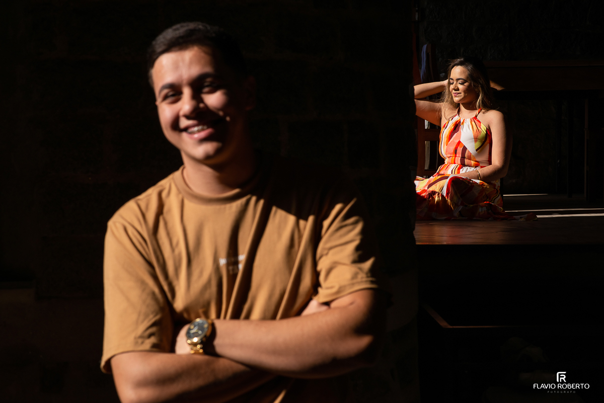 Noivos durante ensaio Pre Wedding no Castelo de Pedras em Itamonte-MG