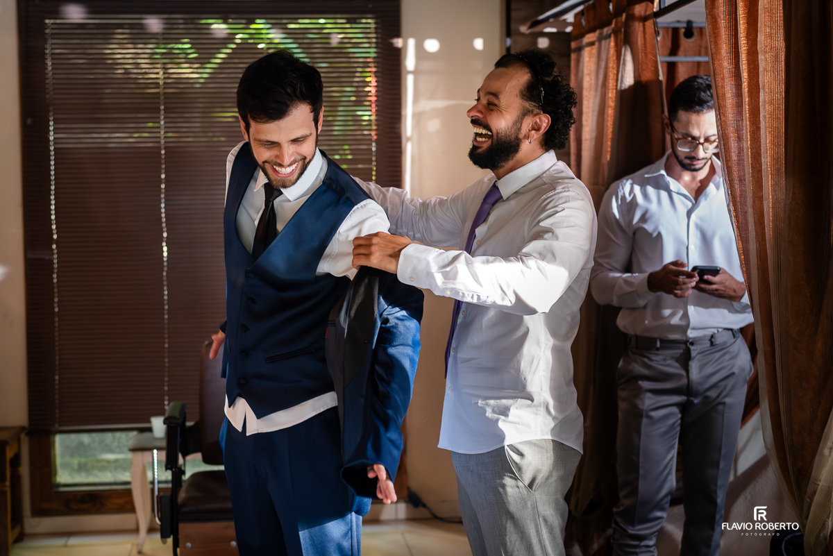 Making Of do Noivo durante casamento no Recanto Vip de Guaratinguetá