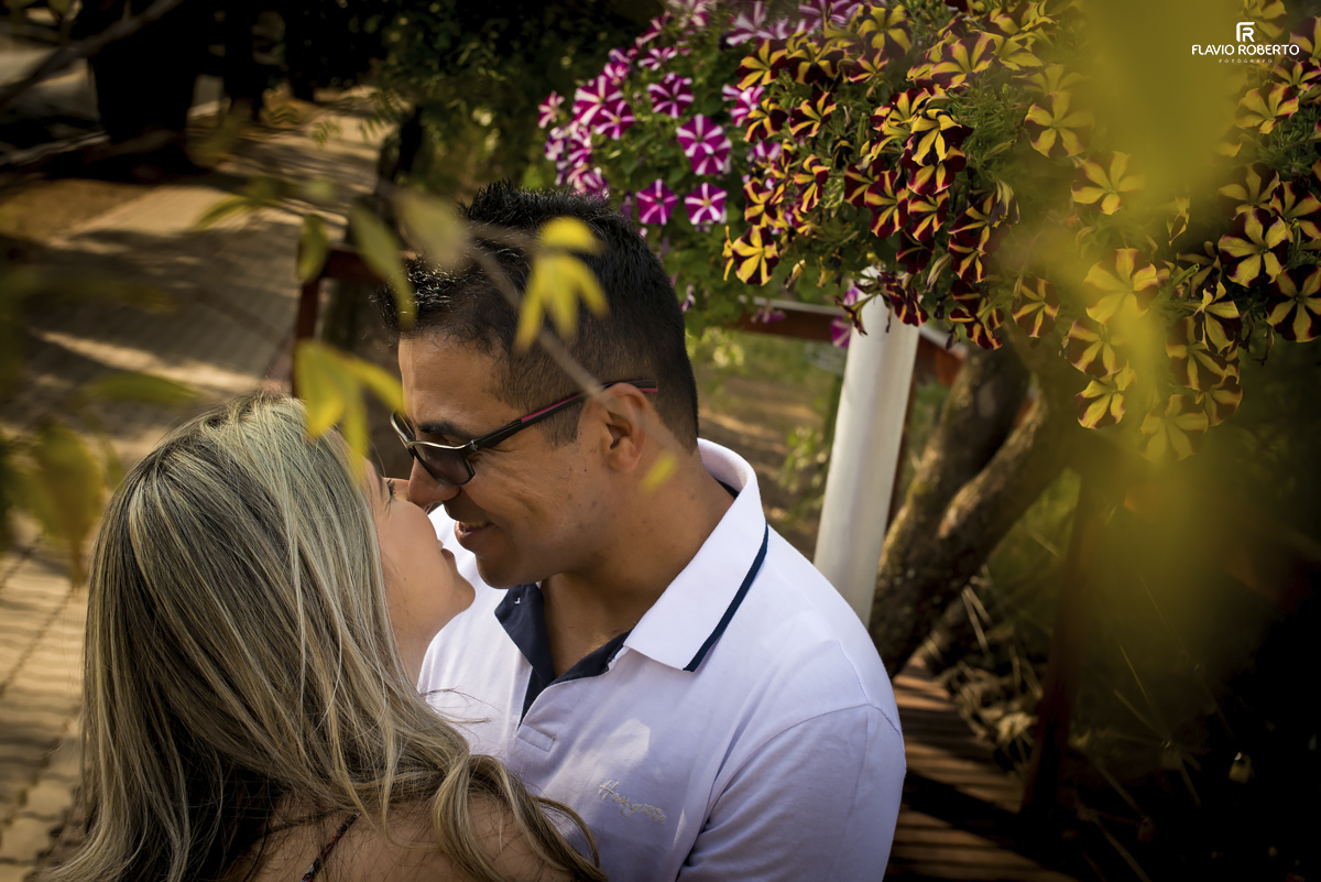 noivos se beijando do lado de uma flores durante Ensaio Pre Wedding em Holambra