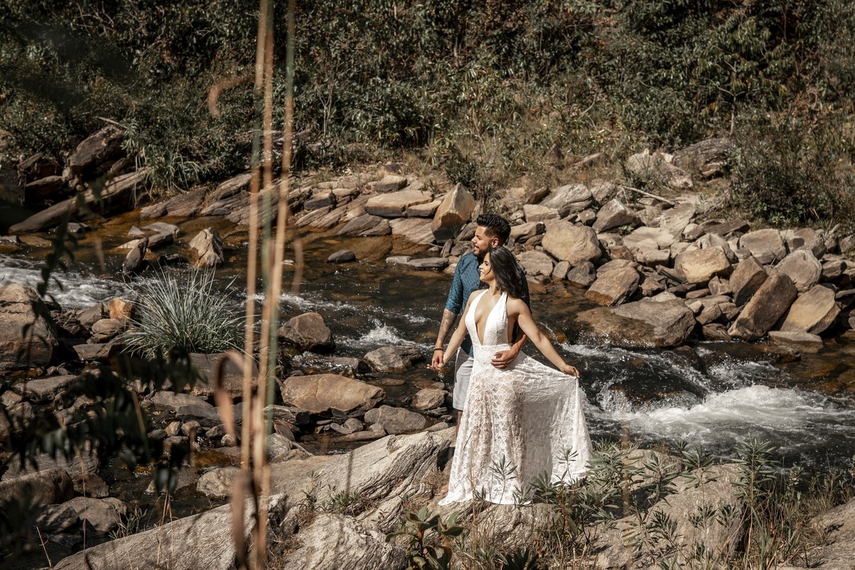 Ensaio de casal Cachoeira Salto Corumba.