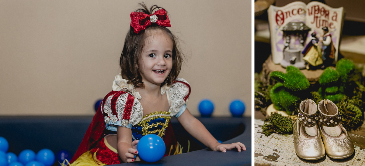 sofia se divertindo nas bolinhas e sapatinho usado na festa