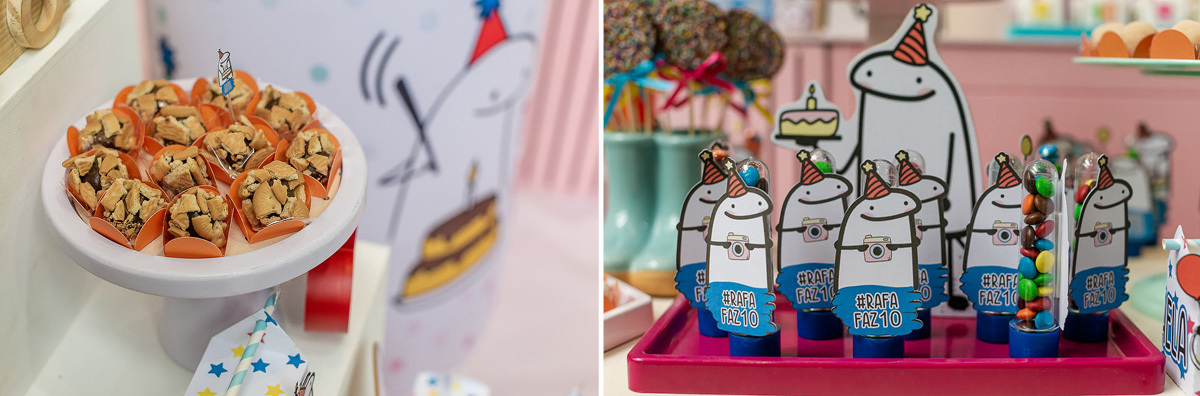 mesa de aniversario infantil com tema boneco de palitinho