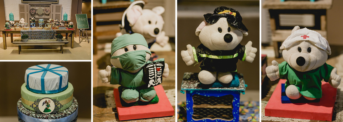 detalhes da mesa do bolo com o tema ratinho botão do miniland