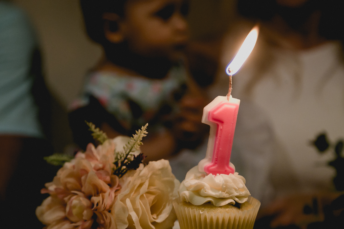 vela acesa para cantar o parabens