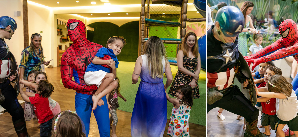 fotos do aniversário de 4 anos do Gabriel com o tema super heroes que aconteceu no buffet espaço entre folhas em moema zona sul sao paulo sp