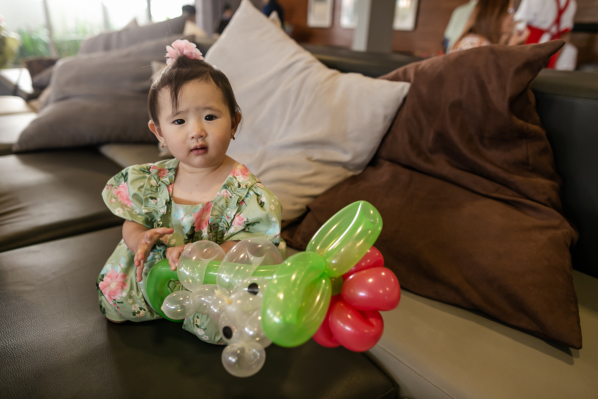 fotografias do aniversário de 1 ano da bianca com o tema jardim que aconteceu no salão de festas do condominio da familia