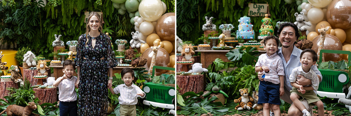 fotografias do aniversário de 4 anos do benjamin e do daniel com o tema safari que aconteceu lá no buffet espaço tragaluz na vila olimpia zona sul sao paulo sp