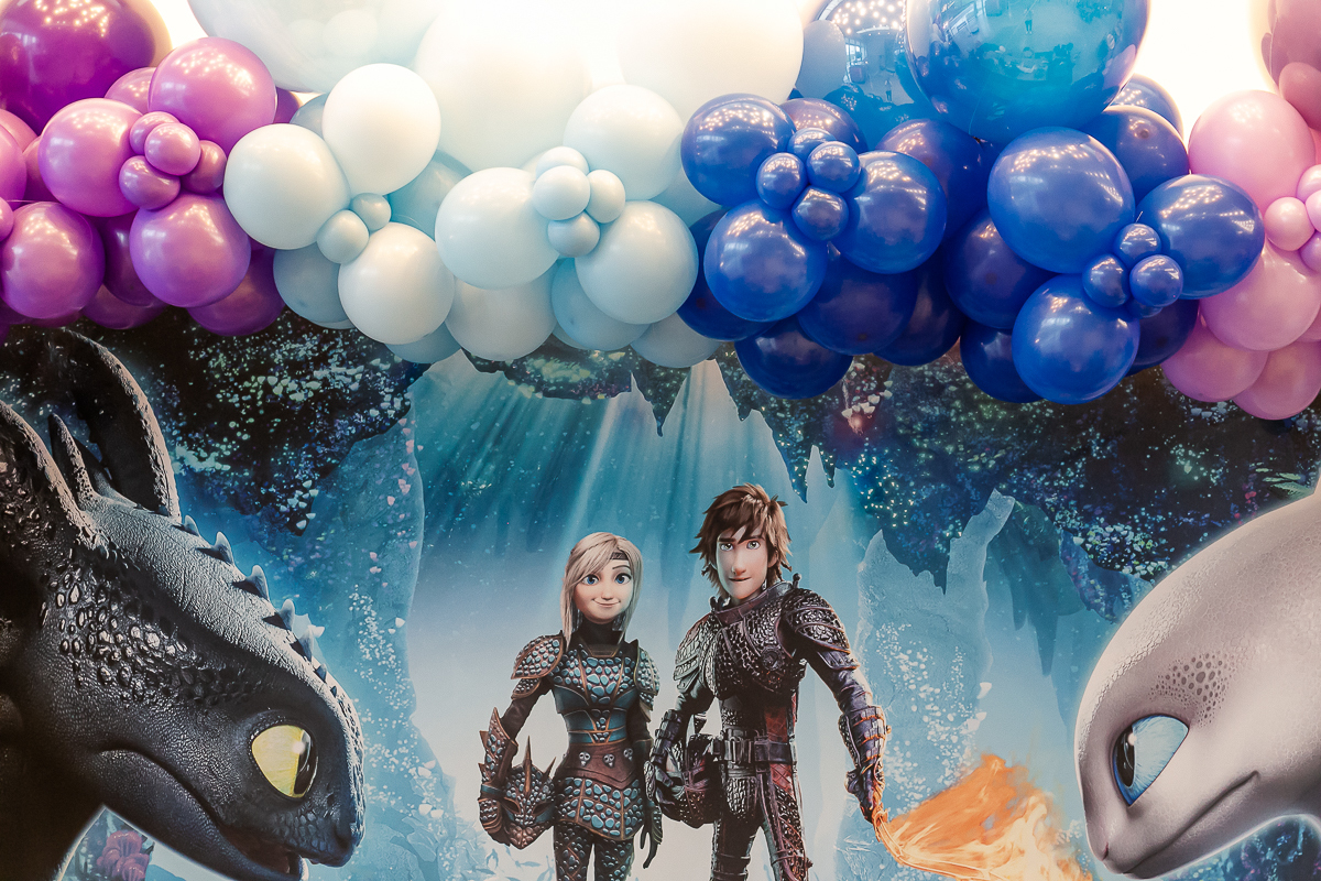 fotografias do aniversário de 5 anos da Helena com o tema como treinar seu dragão no buffet estação diversão em alphaville são paulo sp