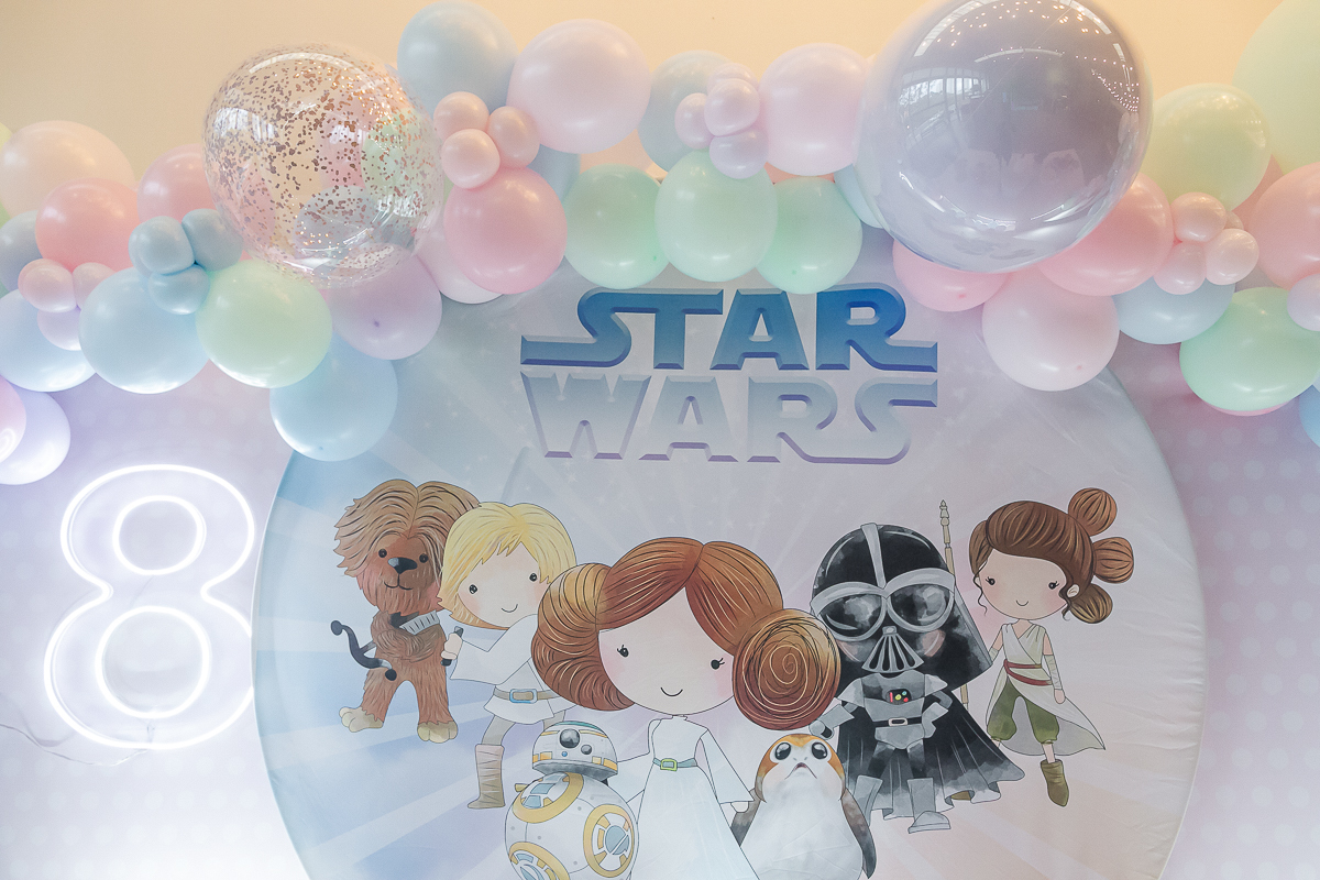 Fotografias do aniversário de 8 anos da Júlia com o tema star wars no buffet estação diversão em alphaville sao paulo sp