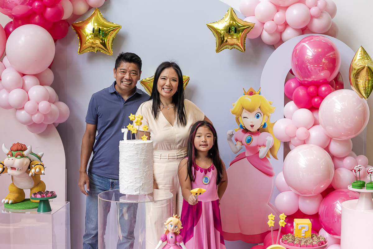 fotografias do aniversário de 7 anos da liz com o tema super mario e princesa no buffet espaço entre folhas em moema zona sul sao paulo sp
