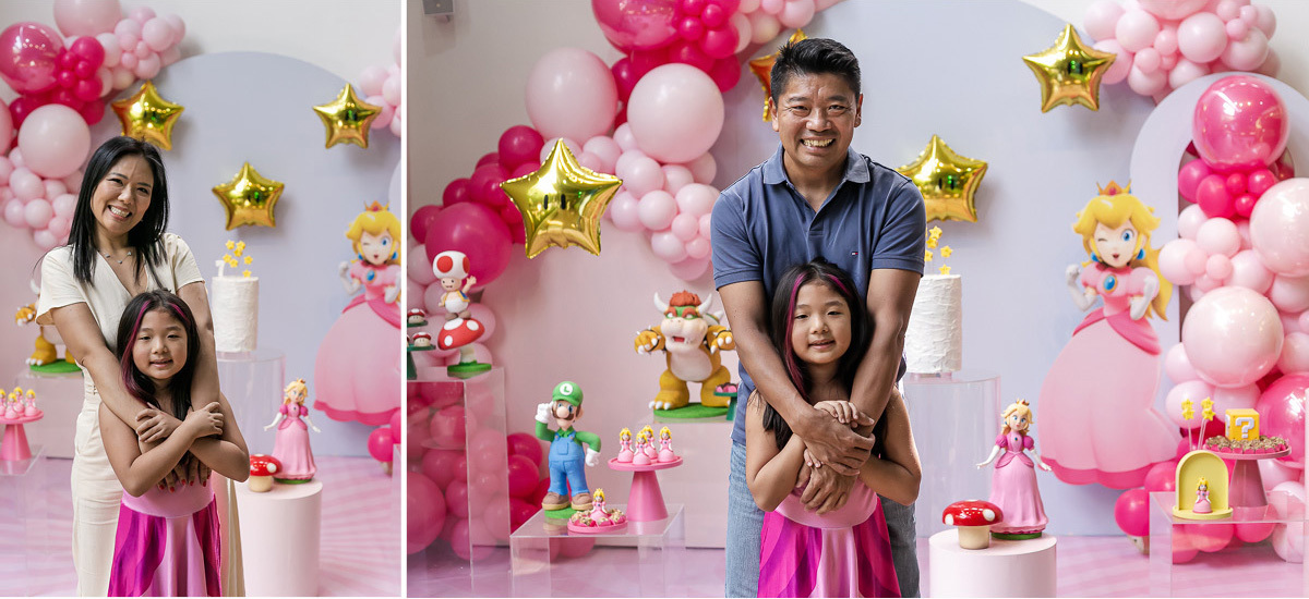 fotografias do aniversário de 7 anos da liz com o tema super mario e princesa no buffet espaço entre folhas em moema zona sul sao paulo sp
