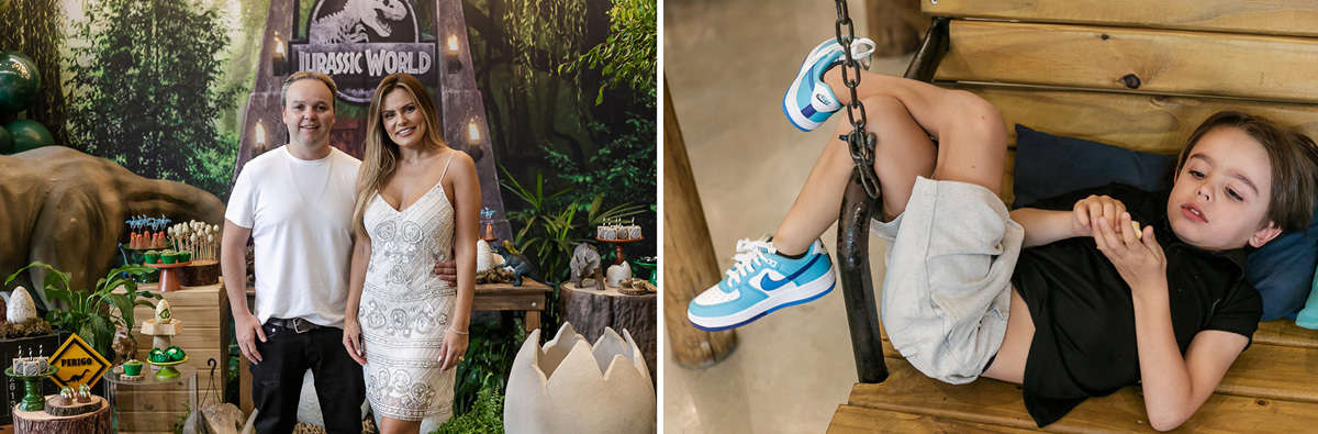 fotos do aniversário de 5 anos do bernardo com o tema jurassic world no buffet estação diversão em alphaville sp