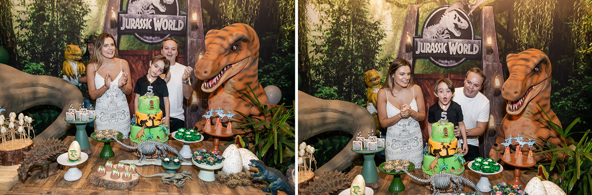 fotos do aniversário de 5 anos do bernardo com o tema jurassic world no buffet estação diversão em alphaville sp