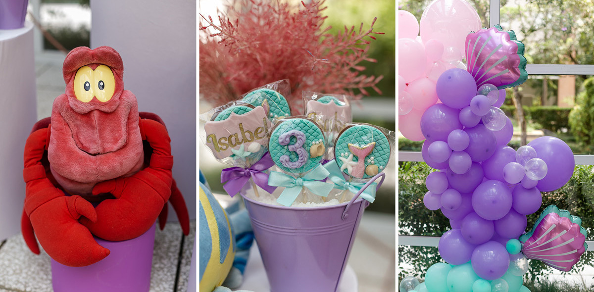 fotografias do aniversário de 3 anos da isabel com o tema pequena sereia no condominio da familia na vila olimpia zona sul sao paulo sp