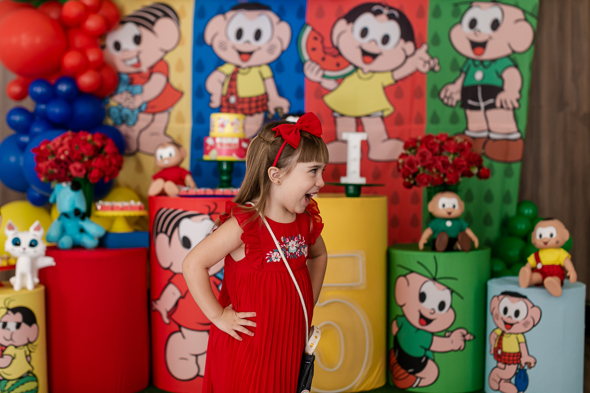 fotografias do aniversário de 5 anos da Isabel com o tema turma da monica no condominio da familia zona sul sao paulo sp