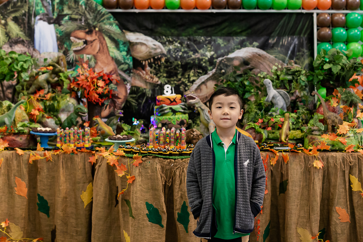 fotografias do aniversário de 8 anos do Eduardo com o tema dinossauros no buffet vila da festa no campo belo zona sul sao paulo sp
