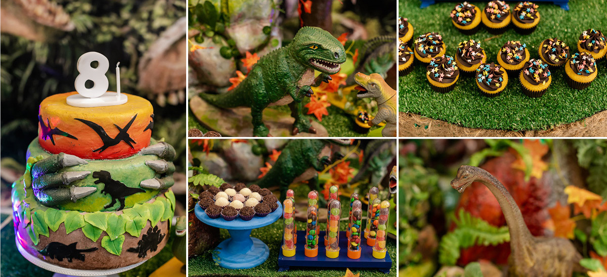 fotografias do aniversário de 8 anos do Eduardo com o tema dinossauros no buffet vila da festa no campo belo zona sul sao paulo sp