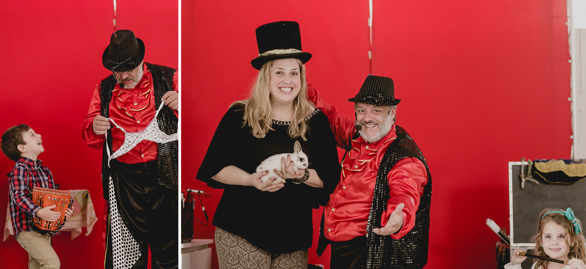 mamae se divertindo no show de magica