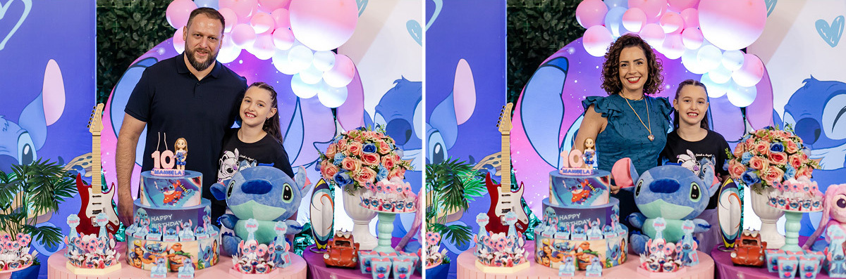fotografias do aniversário de 10 anos da Manuela com o tema lilo e stitch no buffet kid recanto unidade de santana zona norte de sao paulo sp