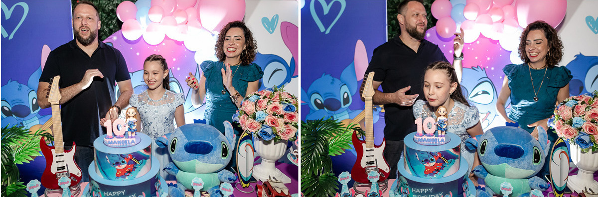 fotografias do aniversário de 10 anos da Manuela com o tema lilo e stitch no buffet kid recanto unidade de santana zona norte de sao paulo sp