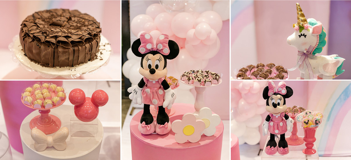 fotografias do aniversário de 4 anos da beatriz e 2 anos da isabela com o tema minnie rosa no buffet engenho moema zona sul sao paulo sp