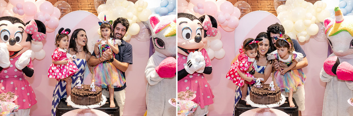 fotografias do aniversário de 4 anos da beatriz e 2 anos da isabela com o tema minnie rosa no buffet engenho moema zona sul sao paulo sp