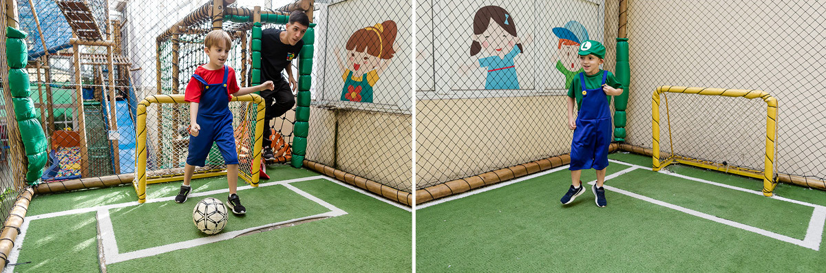 fotografias do aniversário de 5 anos do Pedro com o tema mario bros no buffet espaço la vem o sol unidade vila olimpia zona sul sao paulo sp