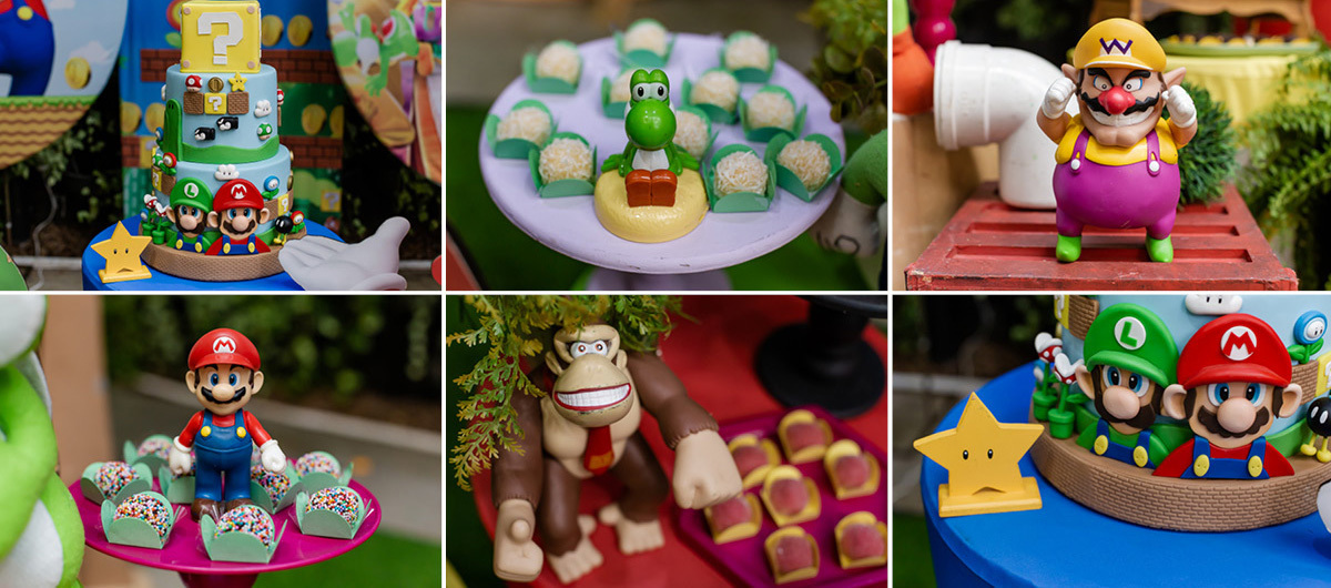 fotografias do aniversário de 5 anos do Pedro com o tema mario bros no buffet espaço la vem o sol unidade vila olimpia zona sul sao paulo sp