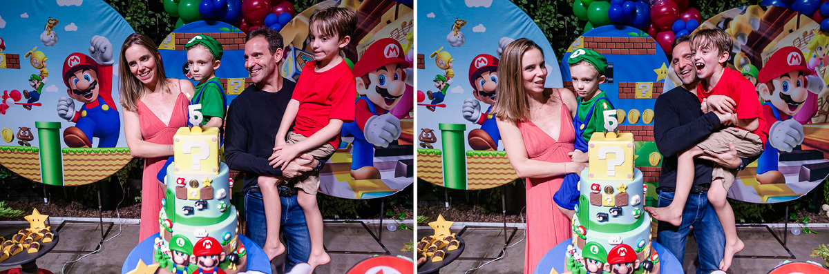 fotografias do aniversário de 5 anos do Pedro com o tema mario bros no buffet espaço la vem o sol unidade vila olimpia zona sul sao paulo sp