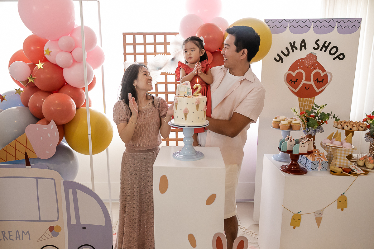 fotografias do aniversário de 2 anos da larissa yuka com o tema sorvetes ice cream no salão de festas do condomínio no campo belo zona sul sao paulo sp