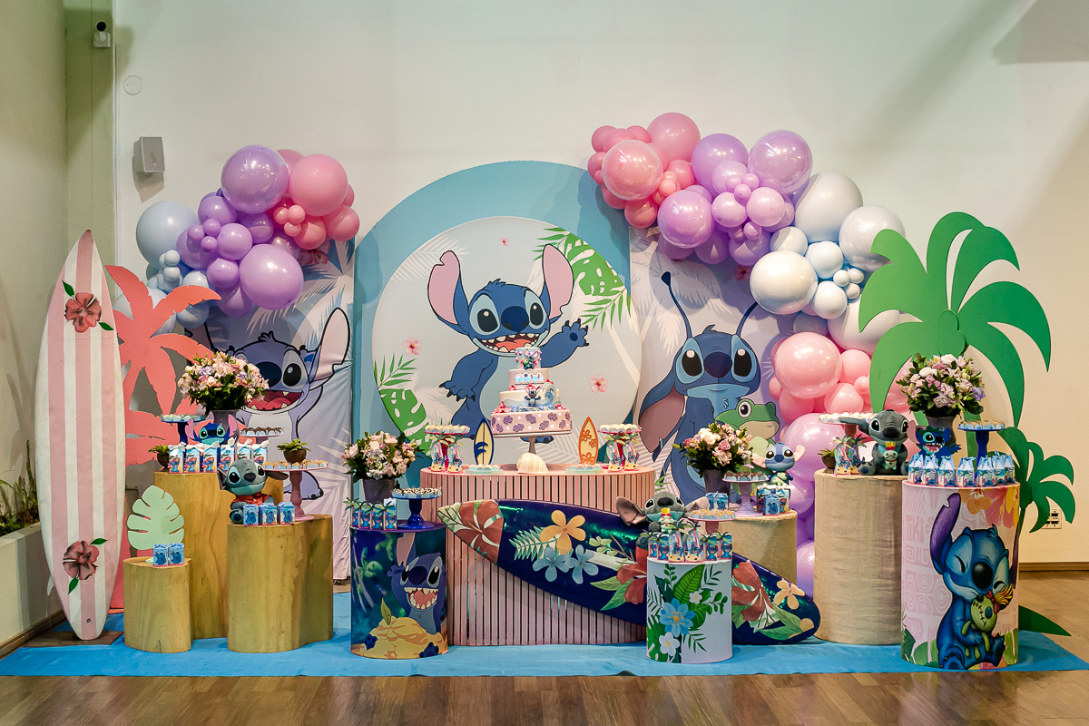fotografias do aniversário de 6 anos da Heloísa com o tema lilo e stitch no buffet espaço entre folhas em moema zona sul sao paulo sp