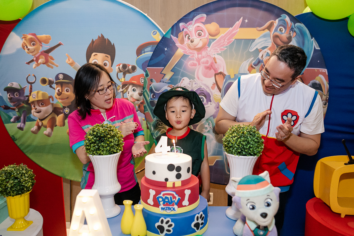 fotografias do aniversário de 4 anos do Arthur com o tema patrulha canina no buffet vip kids no campo belo zona sul sao paulo sp