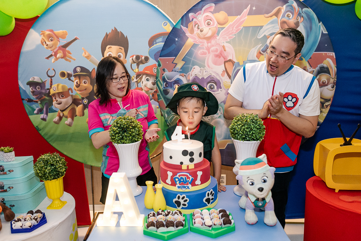 fotografias do aniversário de 4 anos do Arthur com o tema patrulha canina no buffet vip kids no campo belo zona sul sao paulo sp