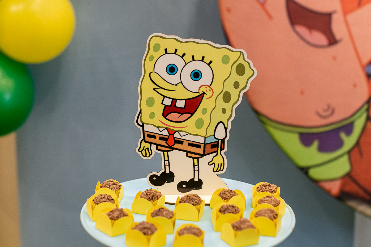 fotografias do aniversário de 5 anos do Rafael com o tema bob sponja no buffet espaço infantil alecrim em perdizes zona oeste de sao paulo sp