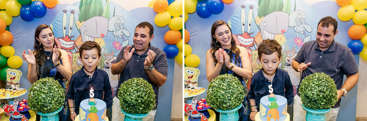 fotografias do aniversário de 5 anos do Rafael com o tema bob sponja no buffet espaço infantil alecrim em perdizes zona oeste de sao paulo sp