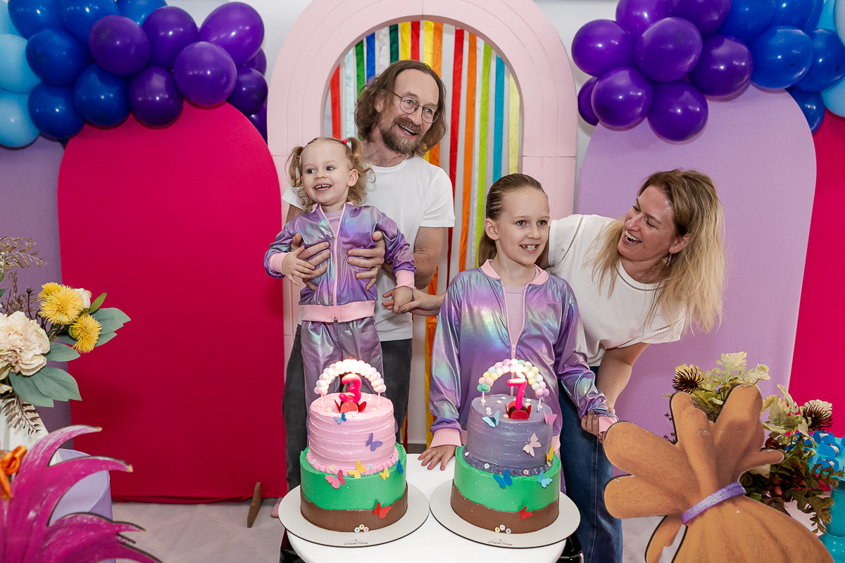 fotografias do aniversário de 3 anos da Giulia e 7 anos da Sofia no buffet espaço bumxicabum em santana zona norte de sao paulo sp