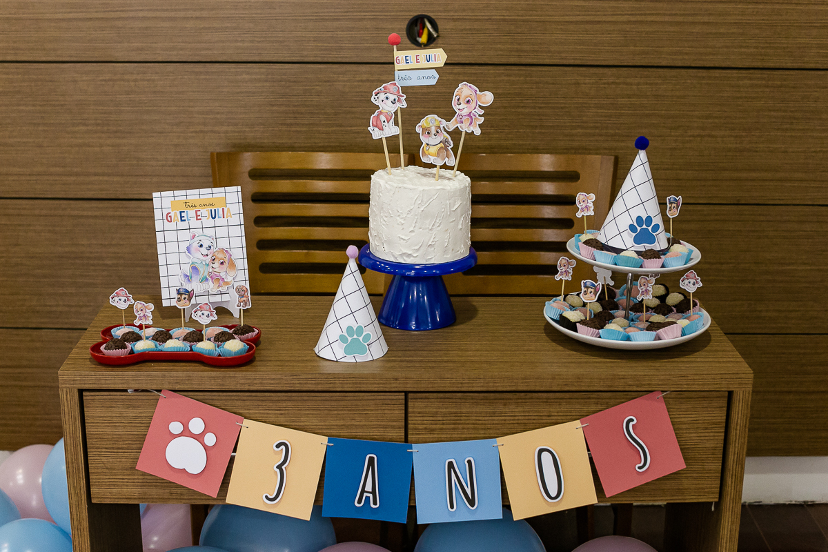 fotografias do aniversário de 3 anos do Gael e da Júlia no condominio no belem zona leste de sao paulo sp