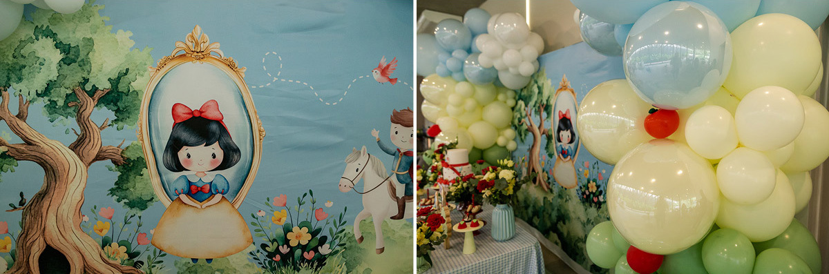 fotografias do aniversário de 4 anos da Liz com o tema branca de neve no condominio no brooklin zona sul sao paulo sp