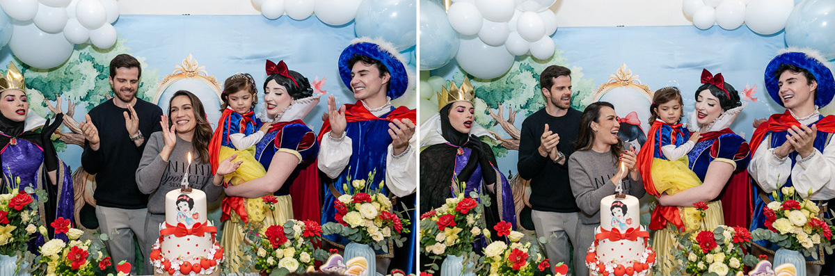 fotografias do aniversário de 4 anos da Liz com o tema branca de neve no condominio no brooklin zona sul sao paulo sp