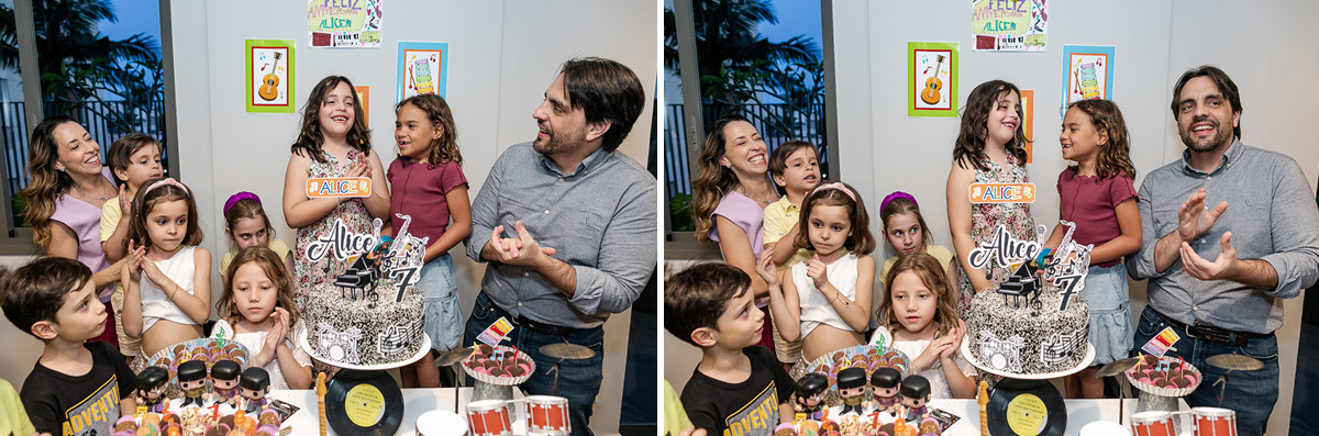 fotografias do aniversário de 7 anos da Alice com o tema musica e beatles no salao de festas do condominio na zona sul de sao paulo sp