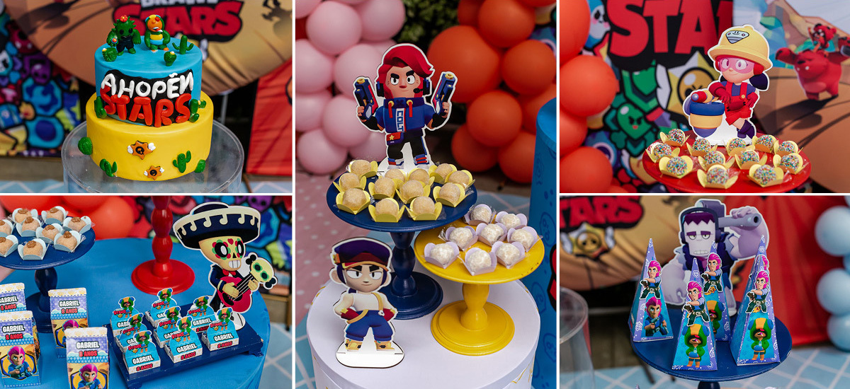 fotografias do aniversário de 8 anos do gabriel e 2 anos da leticia com o tema brawl star e mickey mouse no buffet espaço la vem o sol na vila olimpia zona sul de sao paulo sp