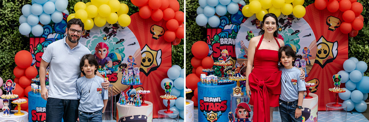 fotografias do aniversário de 8 anos do gabriel e 2 anos da leticia com o tema brawl star e mickey mouse no buffet espaço la vem o sol na vila olimpia zona sul de sao paulo sp