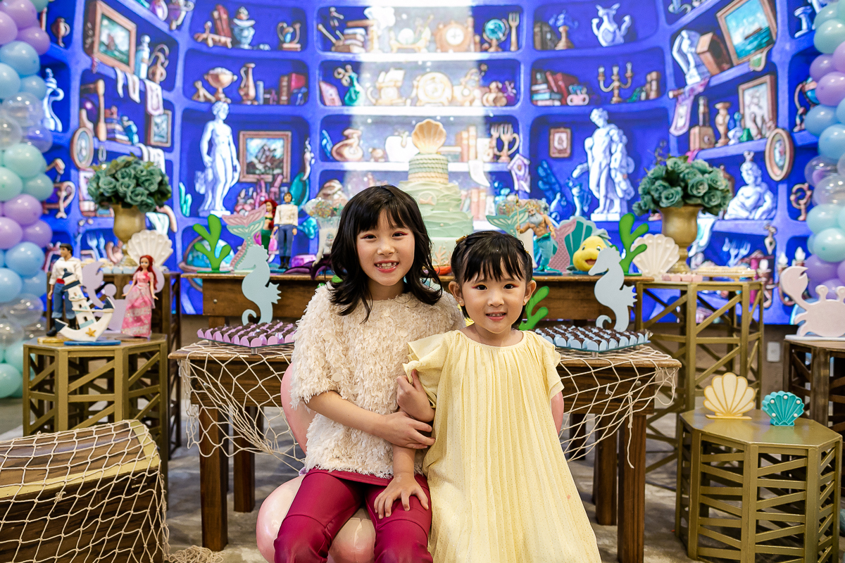 fotografias do aniversário de 4 anos da bianca com o tema pequena sereia ariel no buffet espaço formigueiro unidade vila olimpia zona sul de sao paulo sp