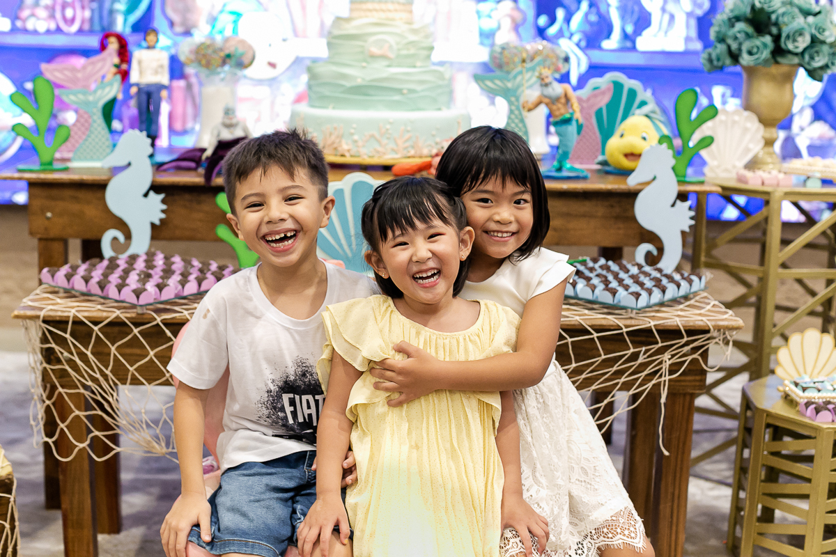 fotografias do aniversário de 4 anos da bianca com o tema pequena sereia ariel no buffet espaço formigueiro unidade vila olimpia zona sul de sao paulo sp