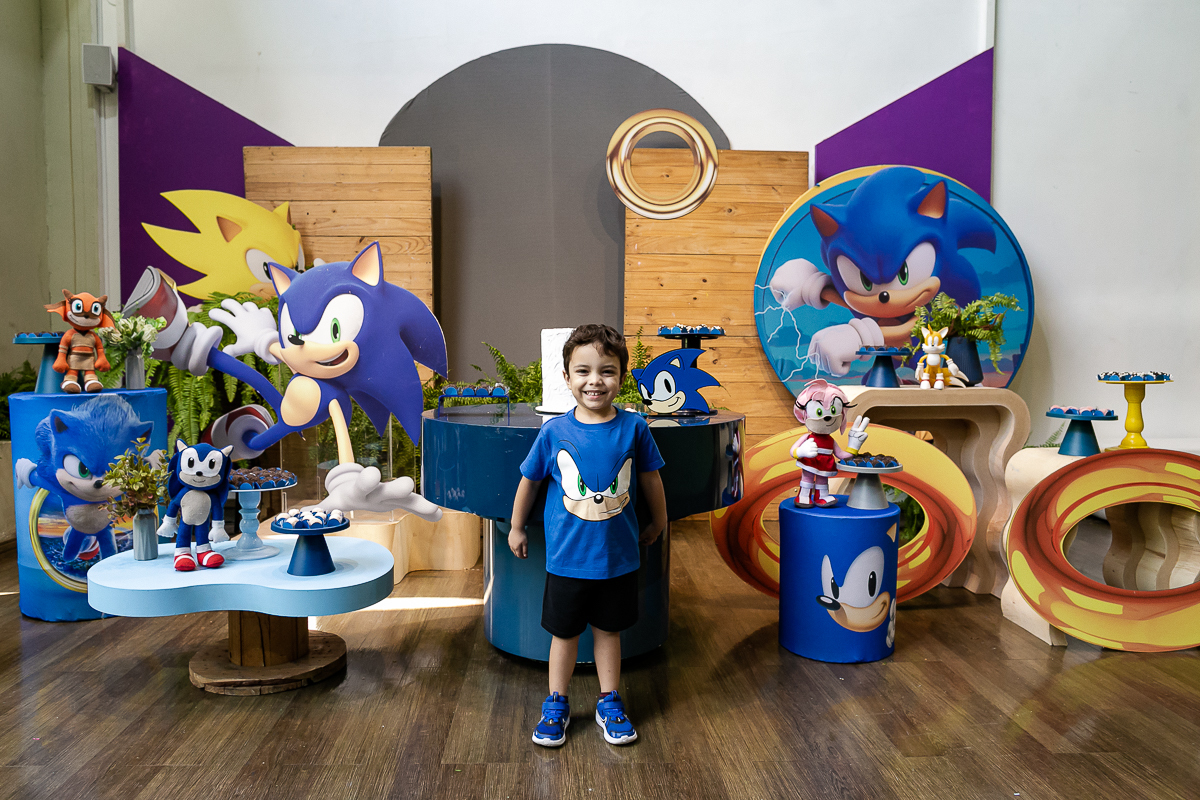 fotografias do aniversário de 4 anos do eduardo com o tema sonic no buffet espaço entre folhas em moema zona sul de sao paulo sp