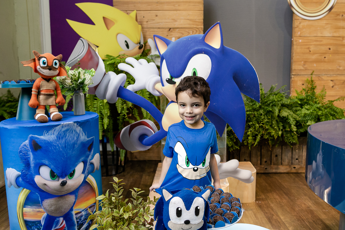 fotografias do aniversário de 4 anos do eduardo com o tema sonic no buffet espaço entre folhas em moema zona sul de sao paulo sp
